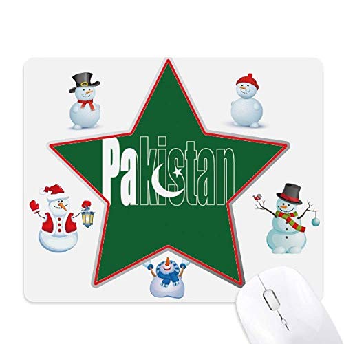 Mauspad mit Pakistan-Flagge, Namen, Weihnachten, Schneemann, Familie, Stern von DIYthinker