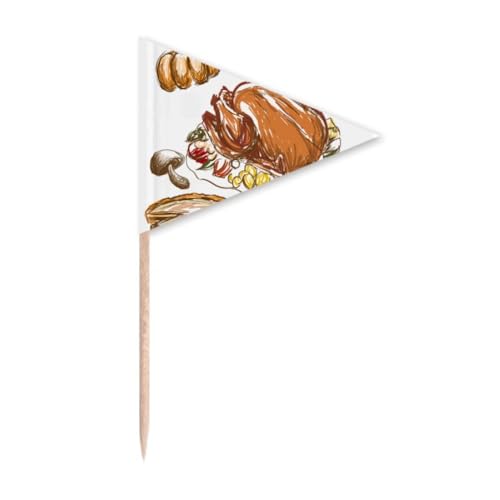 Türkei Traube Thanksgiving Day Muster Zahnstocher Dreieck Cupcake Topper Flagge von DIYthinker