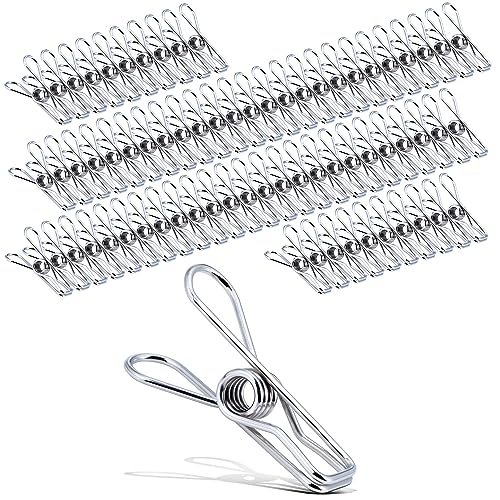 Wäscheklammern Edelstahl Klammern Metall 70 Stück Wäscheklammern Stabil Silber Wäscheklammer Kluppen Metallklammern für Handtuch, Kleidung, Socken, Clothesline, Camping, Papierdateien, Snacks Seal von DKBT