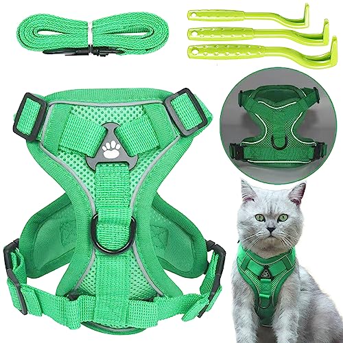 DKDDSSS 3PCS Katzengeschirr mit Leine, Verstellbares Katzengeschirr Ausbruchsicher, Reflektierend Geschirr Set, Leichtes Kätzchengeschirr, für kleine große Katzen, Hunde Welpen von DKDDSSS