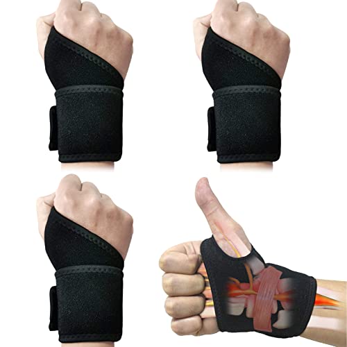 DKDDSSS 4 Stücke Elastische HandgelenkBandage,Handbandage Handgelenk für Männer Frauen Rechte und Links Hand,Atmungsaktiv Bandage Handgelenk Wrist Wrap für Sport und Alltag(Schwarz) von DKDDSSS