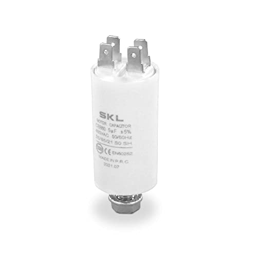 DL-pro Kondensator Motorkondensator 5µF 450V Ø30x57mm universal mit 6,3mm AMP Steckfahnen und Befestigungsschraube M8 CBB60 Anlaufkondensator Motorstartkondensator für elektrische Hausgeräte von DL-pro