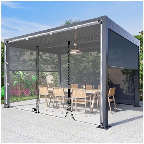 DLLY Durchsichtige Planen Außen Vorhänge, wasserdichte Planenvorhänge Mit Reißverschluss, Transparent PVC Planen Seitenwände, Seitenvorhänge Für Pergola/Gazebo, Anpassbar,WxH-1.6x2.5m/5.2 * 8.2ft von DLLY