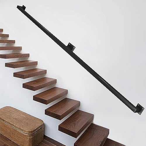 DMCHENGMA Treppenhandläufe, schwarzes Metall-Eisengeländer für Innentreppen, Wandmontage, rutschfestes Treppengeländer, Baluster für den Innen- und Außenbereich, Sicherheitsstützstange (Size : 200cm) von DMCHENGMA