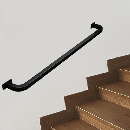 Handlauf Schwarz für Treppen Innen Außen 30 cm - 600 cm Handlauf – Komplettset, für drinnen und draußen, Eisen-Vierkantrohr, Treppen, Treppengeländer, Geländer, Stützstange – Schwarz ( Size : 150cm ) von DMCHENGMA