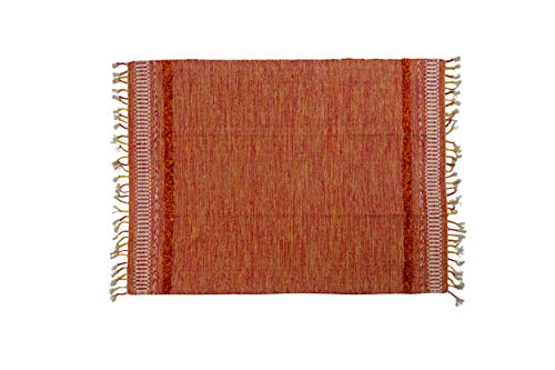 Dmora Moderner Boston-Teppich im Kelim-Stil, 100% Baumwolle, orange, 110x60cm von Dmora