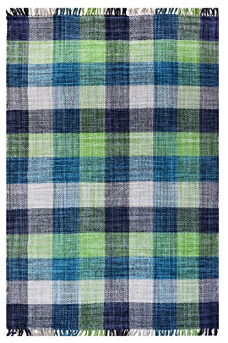 Dmora Moderner Sacramento-Teppich, Kelim-Stil, 100% Baumwolle, grün, 200x140cm von Dmora