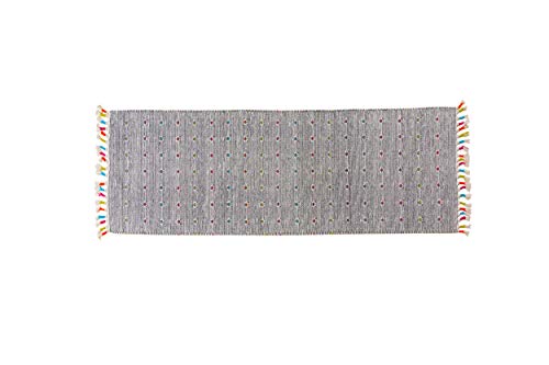 Dmora Moderner Texas Teppich, Kelim-Stil, 100% Baumwolle, grau, 180x60cm von Dmora