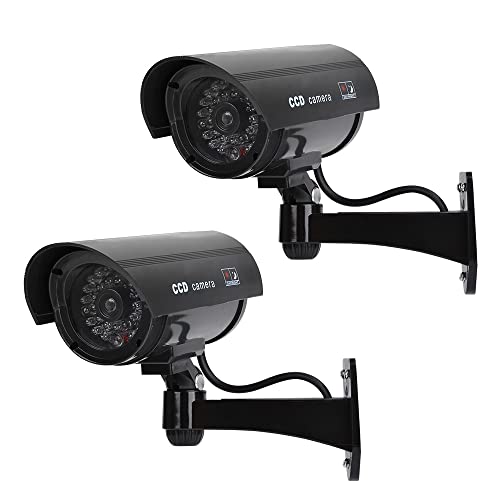 DODUOS 2 Stück Kamera Atrappe Außen mit LED-Licht, Fake Kamera, Überwachungskamera Attrappe, Dummy Kamera Kamera Attrappe Außenbereich, Überwachungskamera Atrappe Außen für den Innen- und Außenbereich von DODUOS