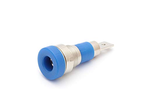 Einbaubuchse 4mm, Metallgewinde, 4,8mm Flachstecke, blau von DOLD Mechatronik