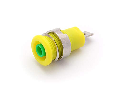 Sicherheits-Einbaubuchse, Flachstecker 6mm, Farbe gelb-grün von DOLD Mechatronik