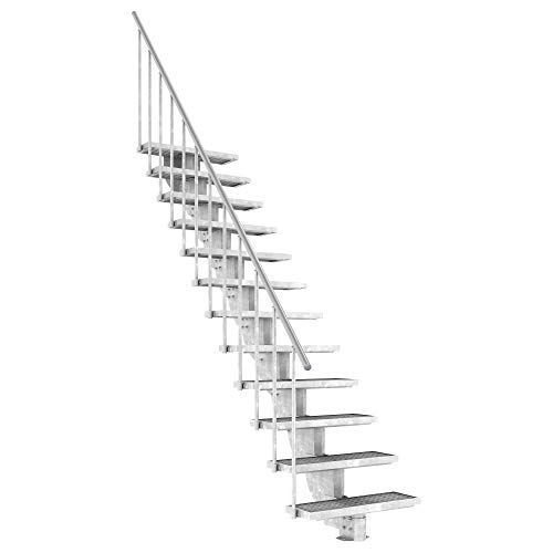 Außentreppe DOLLE Gardenstep mit 12 Stufen (Geschosshöhe: 222-270 cm) │ 80 cm Stufenbreite │ Stufenauflage Gitterrost │ mit Steiggeländer von DOLLE