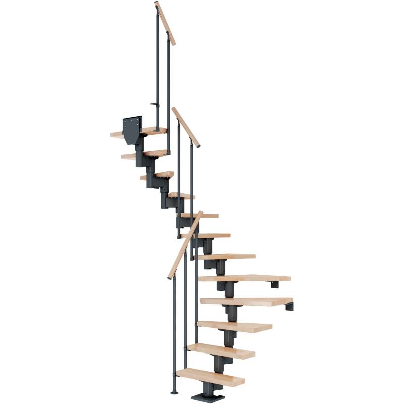 Dolle Mittelholmtreppe Dublin Buche Anthrazit GH bis 270 cm 1/2 Gewendelt 65 cm von DOLLE