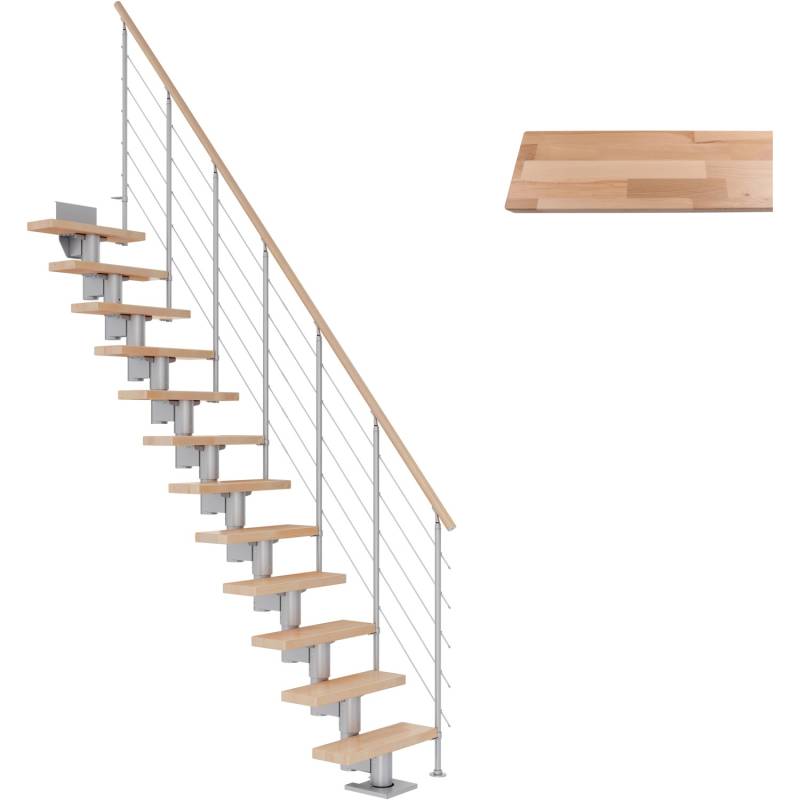 Dolle Mittelholmtreppe Dublin Buche Perlgrau GH bis 270 cm Gerade 75 cm FSC von DOLLE