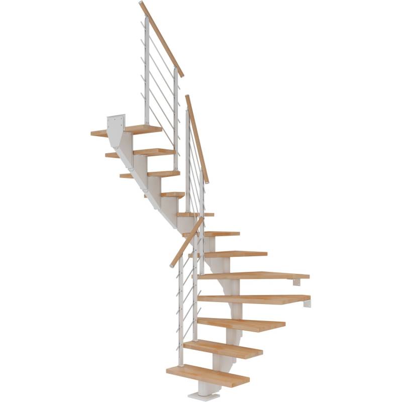 Dolle Mittelholmtreppe Hamburg Buche Weiß GH bis 301 cm 1/2 Gewendelt 75 cm FSC von DOLLE