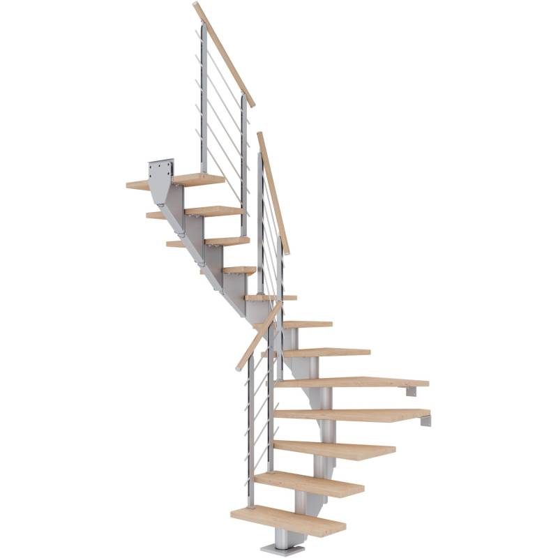 Dolle Mittelholmtreppe Hamburg Eiche Weiß Perlgrau GH bis 301 cm 1/2 Gew. 75 cm von DOLLE