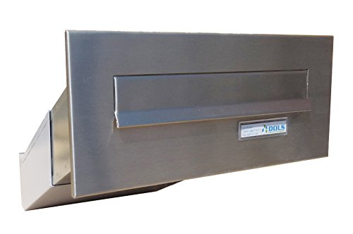 D-041 Edelstahl Mauerdurchwurf Briefkasten mit Namensschild (Tiefe: 23-38 cm) - LETTERBOX24.de von Letterbox24