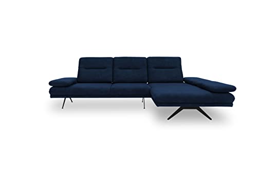 DOMO. Collection Cervo Ecksofa, bodenfreie Eckcouch in L-Form, Eckgarnitur in Samtstoff und Armlehnen-und Rückenfunktion, Sitztiefenverstellung, Sofa Couch, Marine, 312 x 183 cm von DOMO. collection