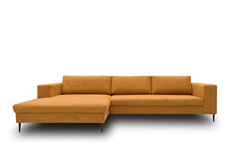 DOMO. Collection Mendoza Ecksofa, Bodenfreie Eckcouch, großes Sofa, Curry, 329 x 173 cm von DOMO. collection