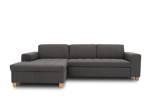 DOMO. Collection Sugar Ecksofa, Sofa mit Schlaffunktion in L-Form, Eckcouch mit Bett, anthrazit, 266x162x80 cm von DOMO. collection