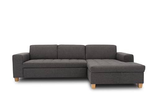 DOMO. Collection Sugar Ecksofa, Sofa mit Schlaffunktion in L-Form, Eckcouch mit Bett, anthrazit, 266x162x80 cm von DOMO. collection