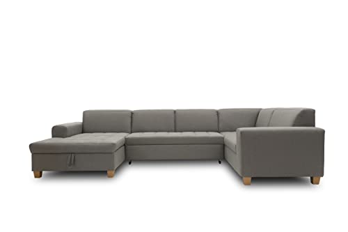 DOMO. Collection Sugar Wohnlandschaft, Sofa, Couch, Polstergarnitur, Moderne U-Form, hellgrau, 162x333x199 cm von DOMO. collection