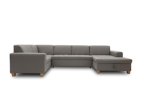 DOMO. collection Sugar Wohnlandschaft, Sofa, Couch, Polstergarnitur, Moderne U-Form, hellgrau, 162 x 333 x 199 cm von DOMO. collection