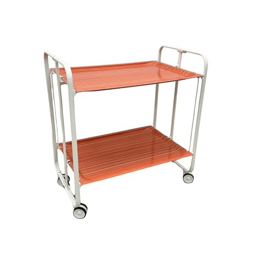 DON HIERRO - Klappbarer Rolltisch Bauhaus, Gestell Weiß, 2 Tabletts, orange gestreift von DON HIERRO