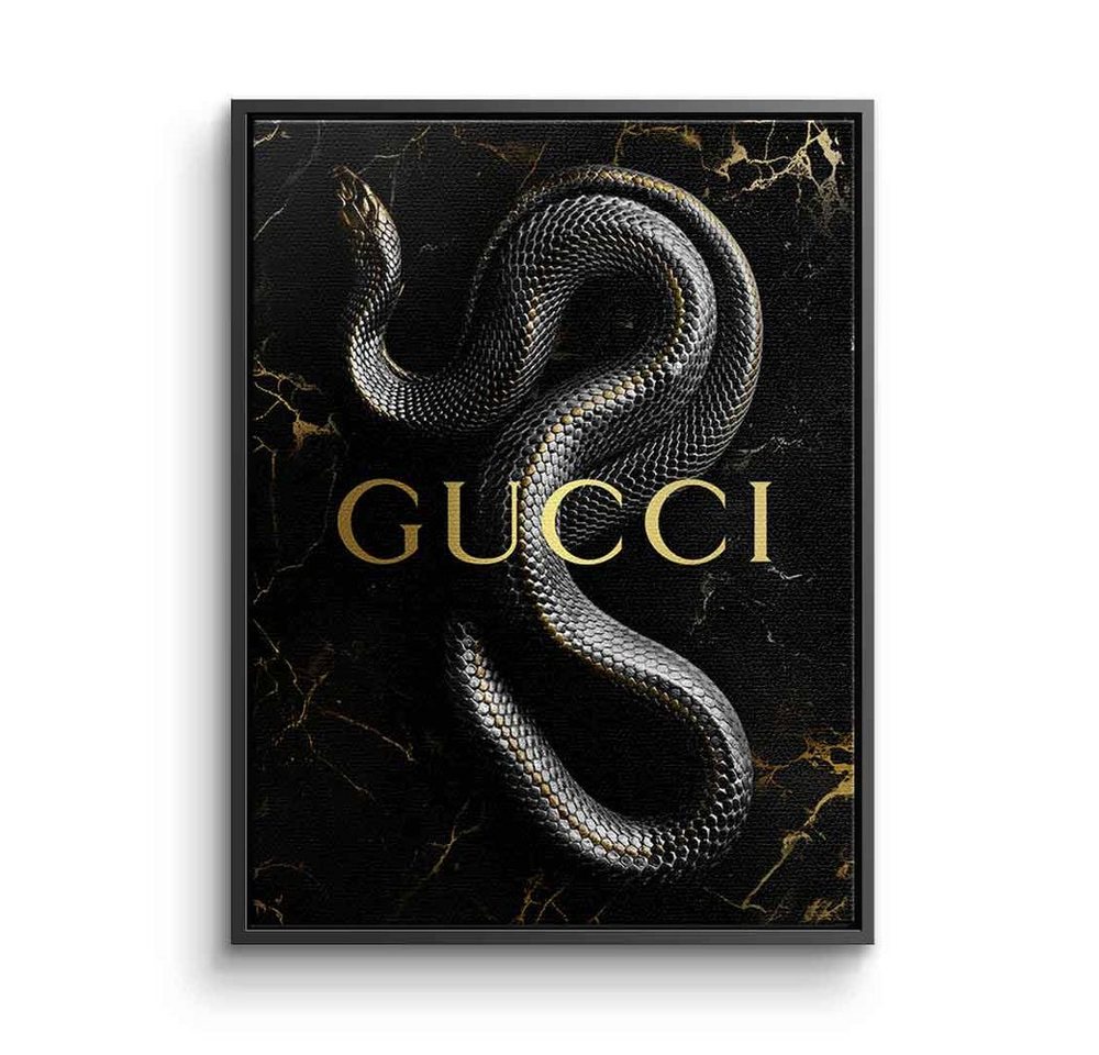 DOTCOMCANVAS® Leinwandbild, Leinwandbild luxury snake Gucci Schlange edel elegant schwarz gold mit von DOTCOMCANVAS®