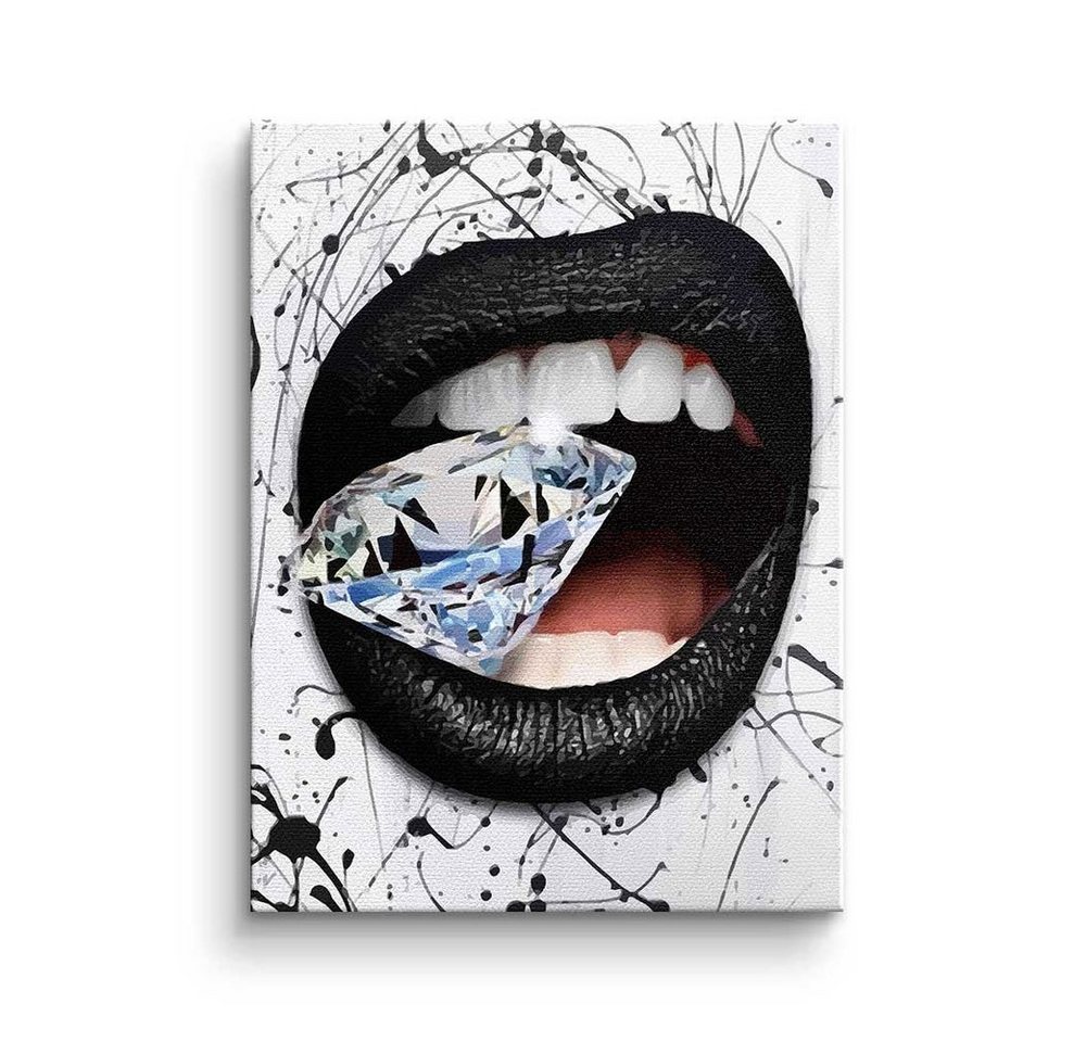 DOTCOMCANVAS® Leinwandbild, Premium Leinwandbild - Pop Art - Diamond Mouth - Modernes Wandbild von DOTCOMCANVAS®