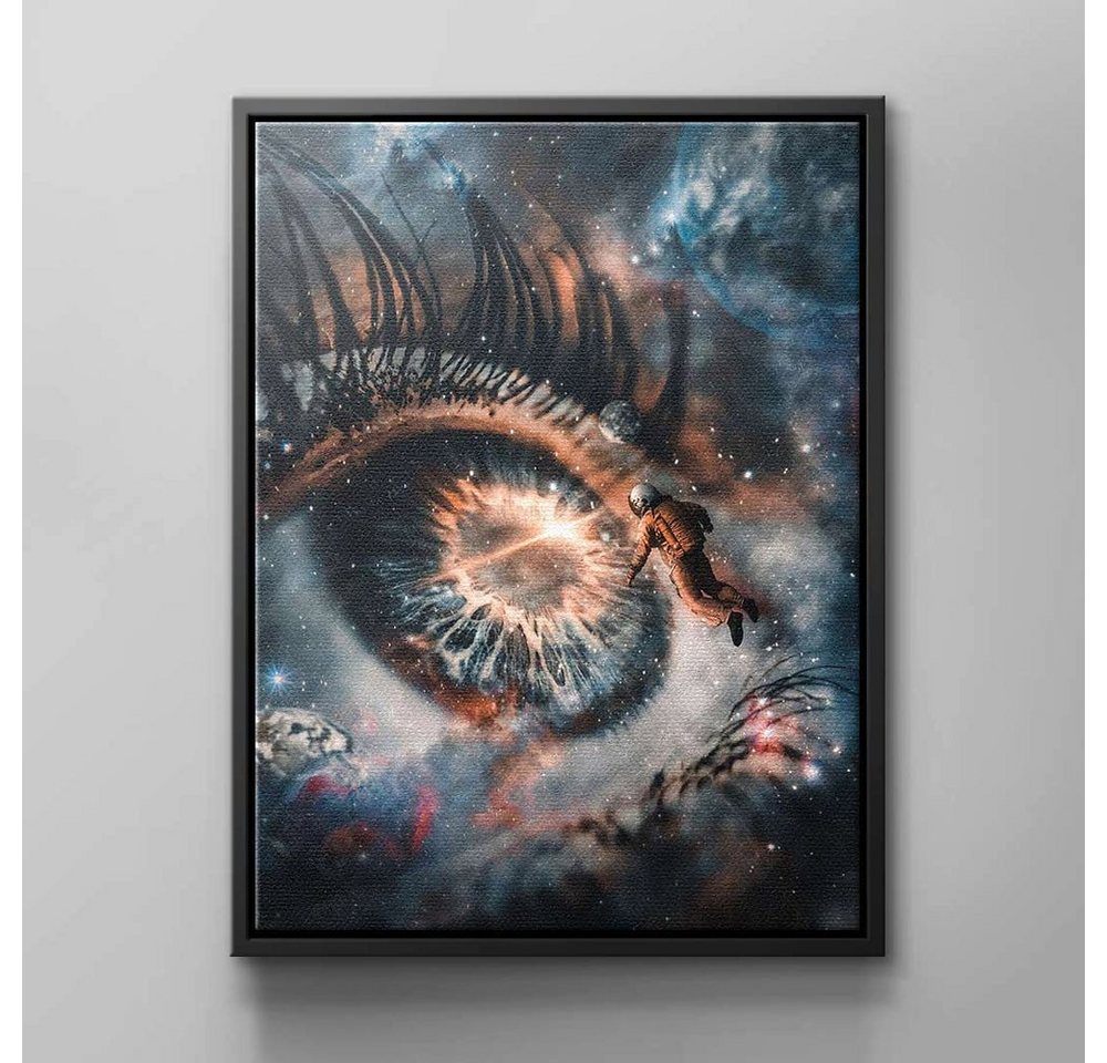 DOTCOMCANVAS® Leinwandbild Auge der Erkenntnis, Wandbild Galaxie Himmel Motivation Erfolg Auge Ziel blau braun schwa von DOTCOMCANVAS®