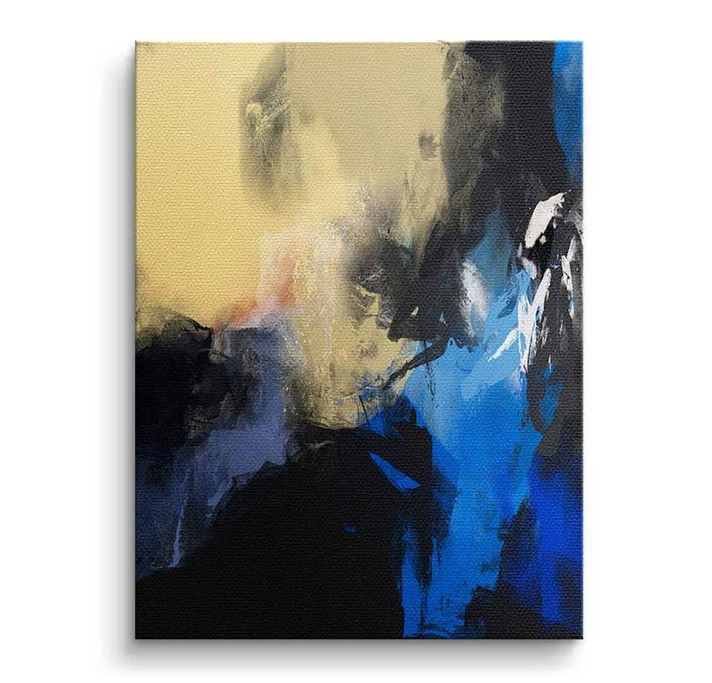 DOTCOMCANVAS® Leinwandbild Extract, Leinwandbild blau gelb beige moderne abstrakte Kunst Druck Wandbild von DOTCOMCANVAS®