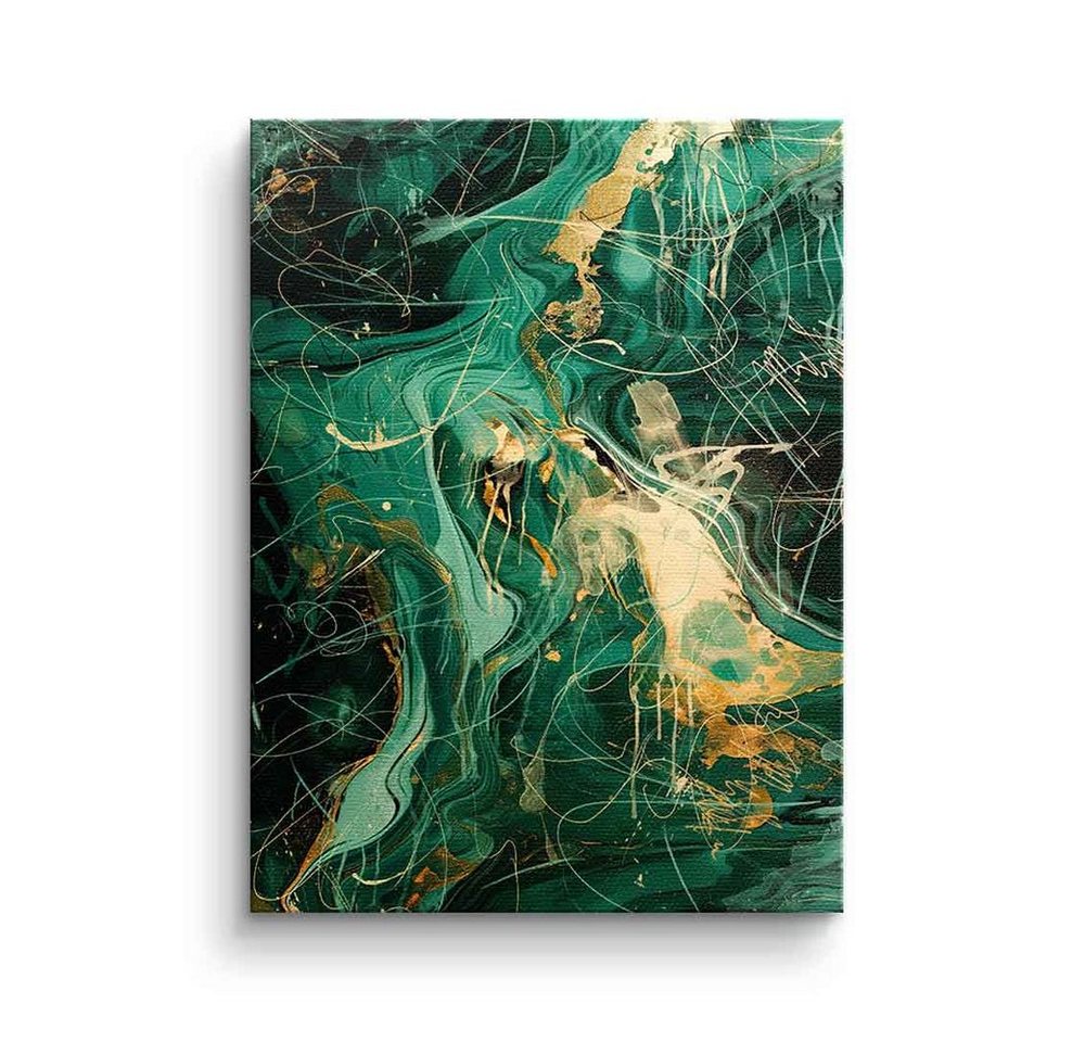 DOTCOMCANVAS® Leinwandbild Green Energy, Leinwandbild Abstrakte Kunst moderne Kunst hochkant gold grün von DOTCOMCANVAS®