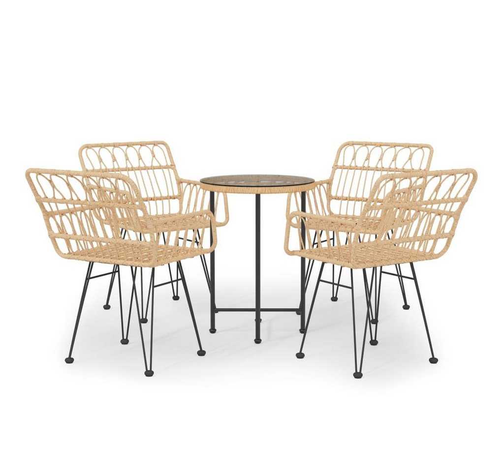 DOTMALL Sitzgruppe Gartenmöbel-Set,wetterbeständig, (5-tlg., Rattan), Tisch mit 4 Stühlen von DOTMALL