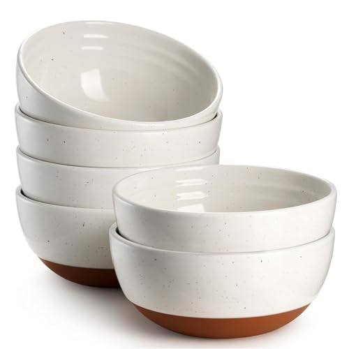 DOWAN Ceramic Bowls Sets, Cereal Schüssel 6er Set - 680 ml Müslischalen für Dessert, Suppen, Salat - Schalen Porzellan - Mikrowellen- & Spülmaschinenfest - Alabasterweiß von DOWAN