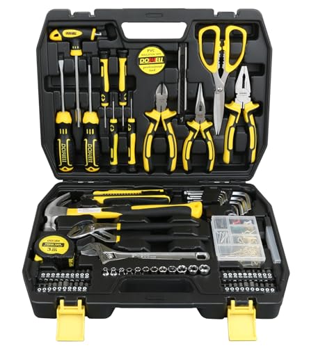DOWELL Werkzeugset Haushalt Werkzeugset 185-teilig Allgemein Handwerkzeug Kit mit Werkzeugkasten Aufbewahrungskoffer HYT185 von DOWELL
