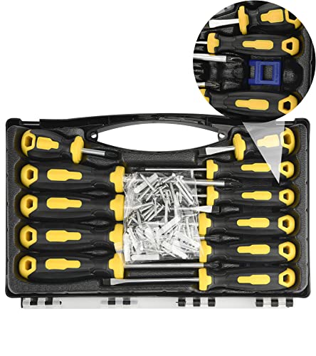 DOWELL Magnetisches Schraubendreher-Set, Schlitz/Kreuzschlitz, Mini-Präzisions-Schraubendreher, rutschfest, gepolsterter Griff, Reparatur-Set für die Reparatur (13-teilig) HY090102 von DOWELL