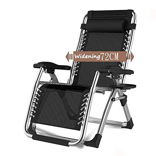 DQCHAIR Übergroße Schwerelosigkeit Patio Lounger Chair Klappsonnenliegen im Garten und im Freien Recliner Beach Armchair Unterstützt 200kg (Color : Without Cushions) von DQCHAIR