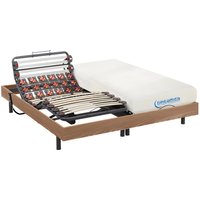 Relaxbett elektrisch - Matratzen mit Memory Schaum - DIONYSOS von DREAMEA - mit OKIN-Motor - Holzfarben natürlich -  2 x 90 x 200 cm von DREAMEA