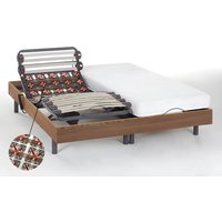Relaxbett elektrisch - Latexmatratzen - PANDORA II von DREAMEA - mit OKIN-Motor - Holzfarben natürlich - 2 x 90 x 200 cm von DREAMEA