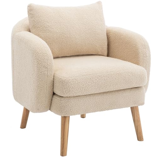 DRIXNO Teddy Sessel Wohnzimmer Relaxsessel Beige Ohrensessel Lesesessel Loungesessel Schlafzimmer Cocktailsessel von DRIXNO