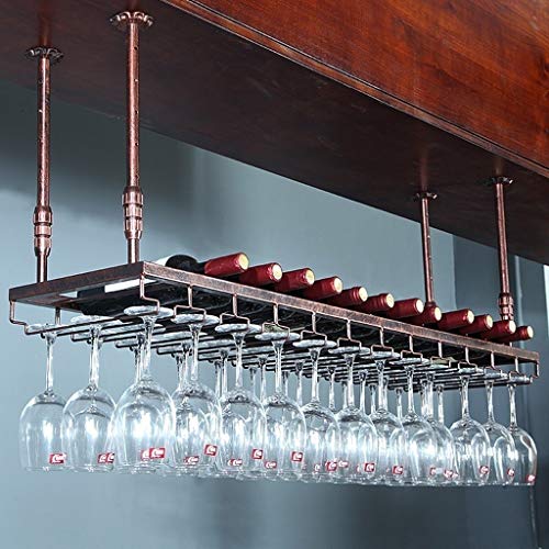 DRYIC Vintage-Weinregale, Decken-Weinhalter, Metall-Weinflaschenhalter, hängende Weinglasregale (100×30cm(39×12inch)) von DRYIC