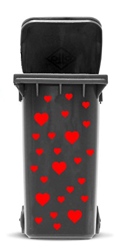 Aufkleber Set Herzen, Wetterfester Außenbereich Sticker für Mülltonne, Mülleimer, Auto, Laptop, Herz in 2 Größen, Farbe:rot von JustHouseSigns