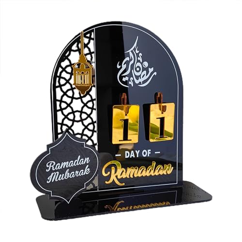 Ramadan Mubarak Adventskalender, 30 Tage Acryl Eid DIY Countdown Kalender, Acryl Spiegel Tischplatte, Countdown Kalender Eid Dekorationen für Zuhause Ramadan Ornament von DSOPV
