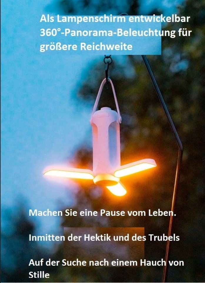 DTC GmbH LED Außen-Stehlampe Praktisches Outdoor-Campinglicht, Wiederaufladbarkeit von DTC GmbH