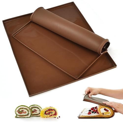 DTYGUIXE 2 Stück Silikon Backblech Rollmatte Biskuitrollenmatte Antihaftbeschichtet Swiss Roll Backmatte Silikonbackmatte 30.5 * 25.8 * 1cm Silikon-Kuchenrollenmatte Biskuitrolle Backform für Kochen von DTYGUIXE