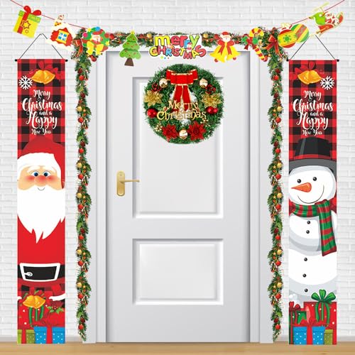 DTYGUIXE 2 Stücke Frohe Weihnachten Banner Weihnachten Hängende Banner 180*30cm Weihnachtsbanner Weihnachten Couplet mit Weihnachten Veranda Banner für Terrassen, Veranden, Haustür, Fenstern, Gärten von DTYGUIXE