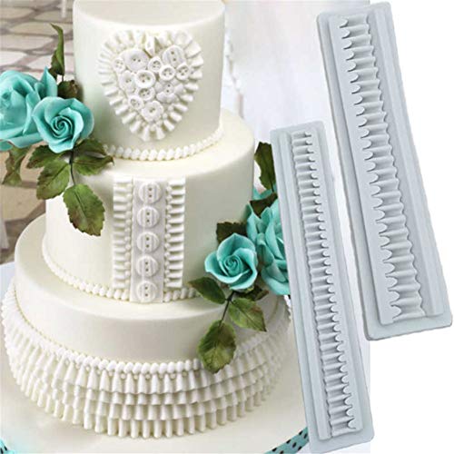 DUBENS 2 Stück Silikon Rüschen Schokolade Kuchen Form Rock Fringe Sugarcraft Fondant Mould Nonstick Home Küche Backen Dekorieren Tools von DUBENS