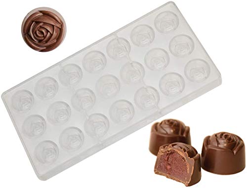 DUBENS 21 Hohlraum Hartplastik Rose geformt Polycarbonat Schokolade Form Tablett Pfannen zum Backen Gebäck Candy Seife EIS Lollipops Werkzeuge von DUBENS