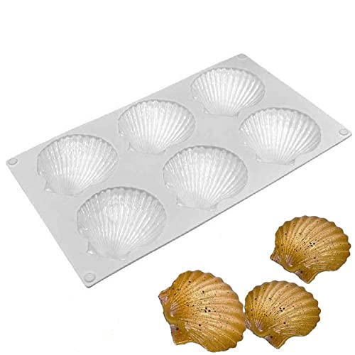 DUBENS Silikon Madeleine Kekstablett, Französische Mousse form DIY Shell Silikonformen Keksformen, 6 Hohlräume Madeline Form Antihaft-Backform von DUBENS
